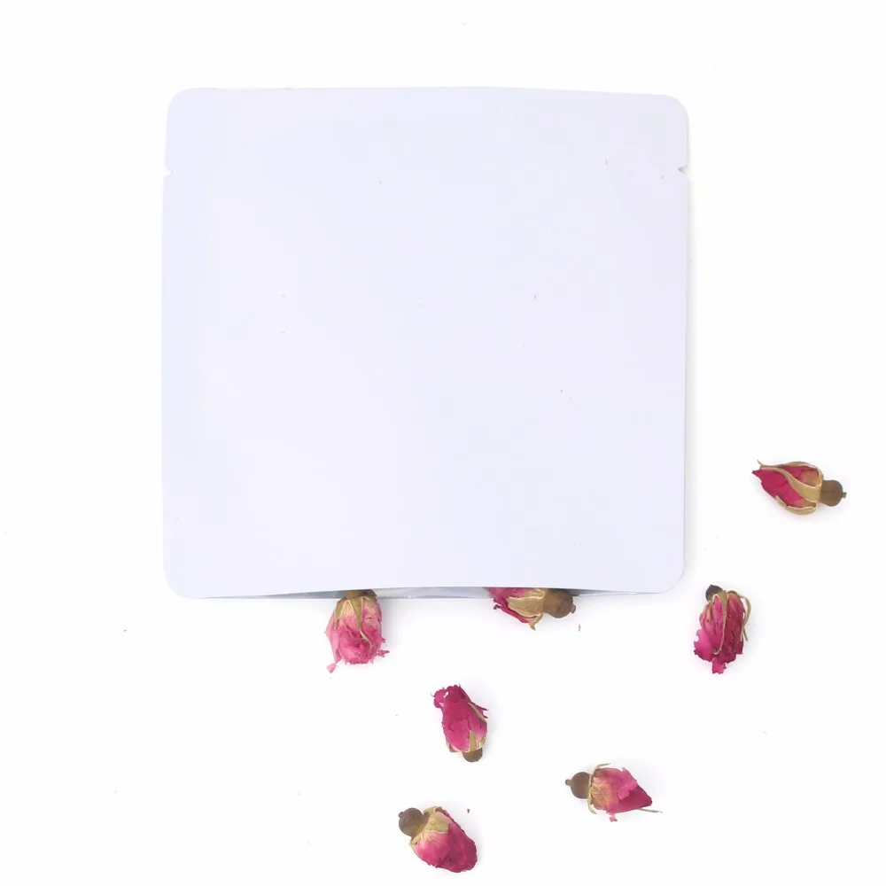 

Custom Logo 15X15Cm Matte White Heat Sealable Open Top Aluminum Foil Bags Coffee Bean Seal Bag Food Packaging