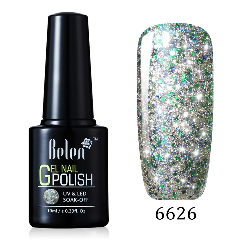 6626 Belen 10 мл УФ гель лак для ногтей Лаки Супер Bling гель лак Vernis Soak Off полу постоянный длительный База Топ - Цвет: 6626