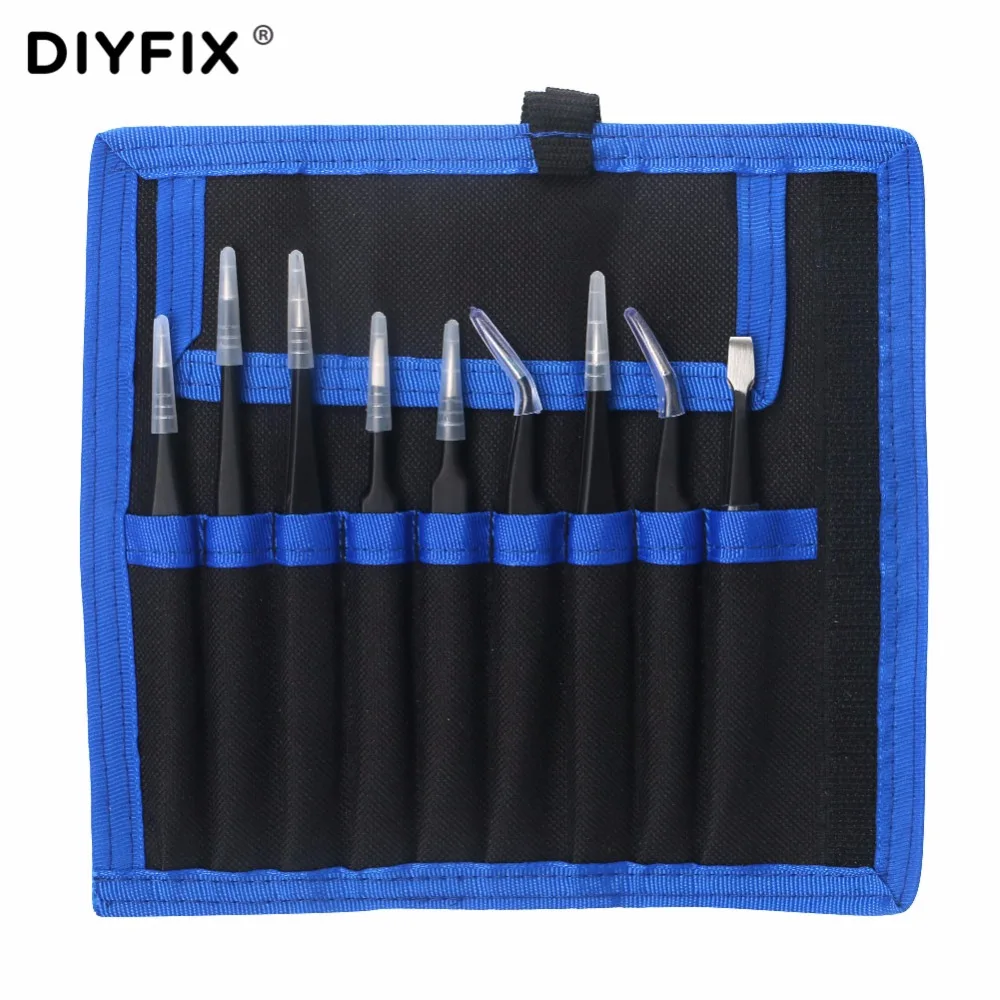 Набор пинцетов из нержавеющей стали DIYFIX 9 шт. набор прецизионных инструментов для