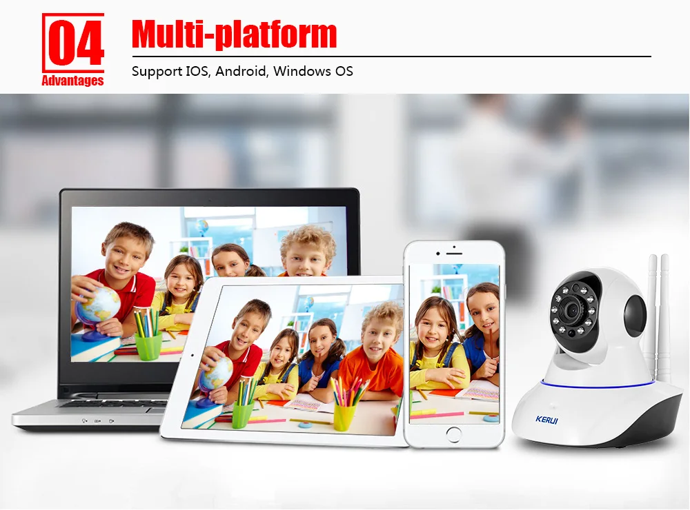 KERUI 720P Wifi Беспроводная ip-камера, сигнализация, система домашней безопасности с PIR датчиком движения, управление через приложение, ночной инфракрасный светильник
