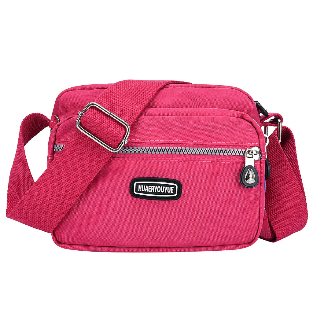 Hot Pink Luxury Shoulder Bag Female Women Nylon Shoulder Bag Waterproof Elegant Daily Shopping Handbag сумка женская#619P - Цвет: Hot Pink