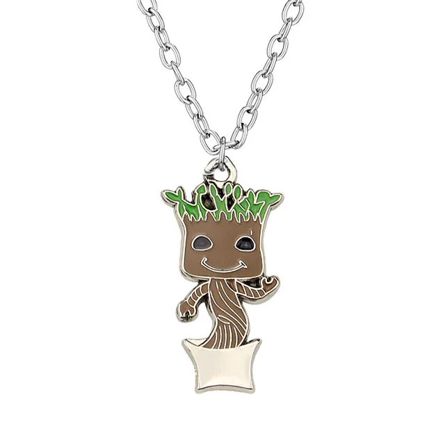 [Новинка] Baby Groots дерево человек фигура игрушки брелок кулон стражи Галактики танцы фильм фигурки подвески для игрушек ожерелье подарок - Цвет: Золотой