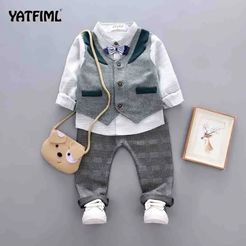 STYLE2 YATFIML одежда для малышей; костюмы для мальчиков на свадьбу; детское платье в британском стиле для дня рождения; костюм джентльмена; одежда для детей - Цвет: STYLE2