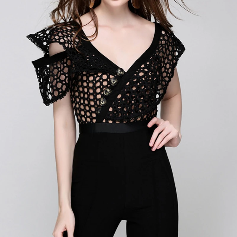 Высокое качество Новые Мода 2017 взлетно посадочной полосы дизайнер комбинезон