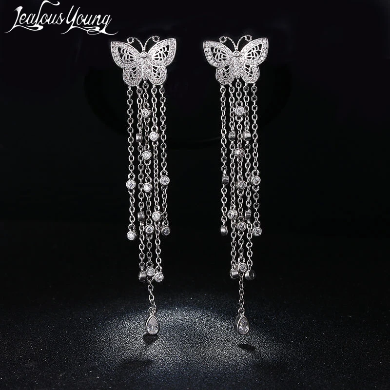 2017 элегантные серьги с бабочкой и кисточками высококачественные длинные