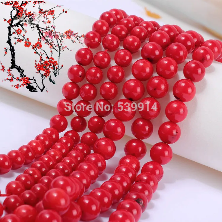 Круглые бусины из красного коралла 3/4/5/6/8/9 мм|beads 3mm|red coral beadsbeads for jewelry making |