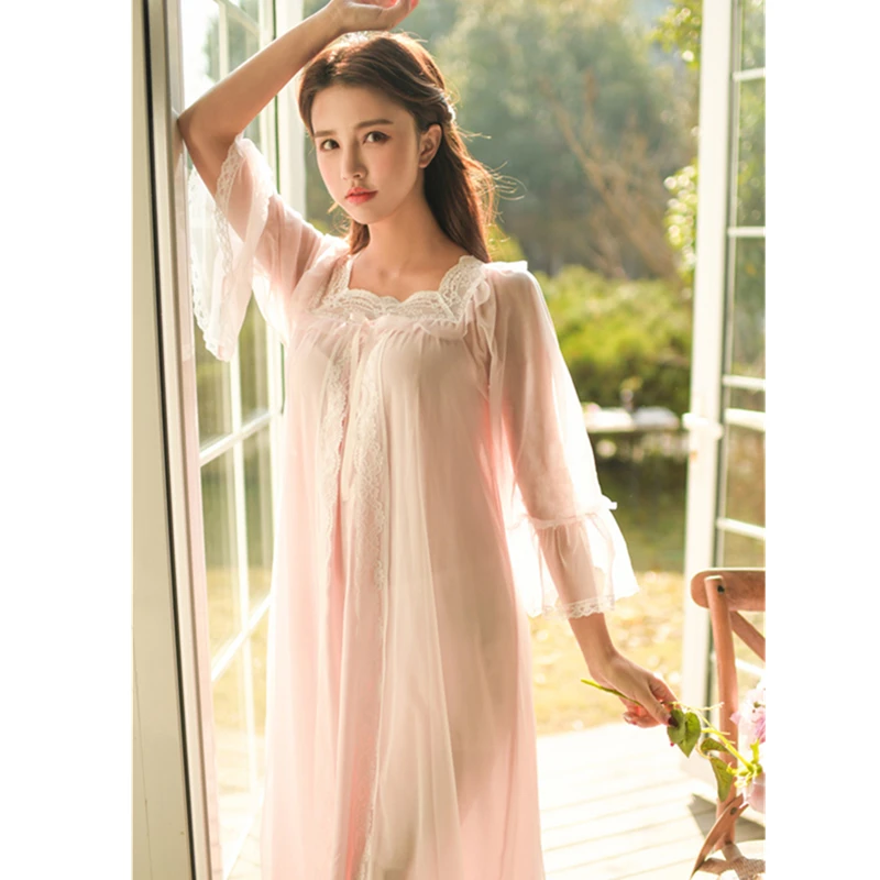 2019 винтажное викторианское кружевное покрытие домашнее платье Женское ночное