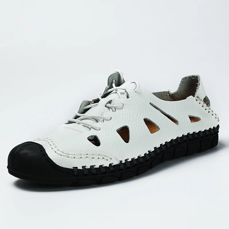 Мужские сандалии натуральный спилок кожа мужская пляжная обувь брендовая