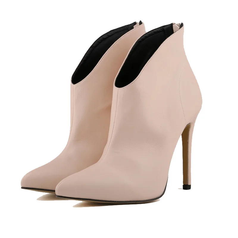 Осенью женские сапоги обувь 10 см пятки острым носом матовый ботильоны тонкие