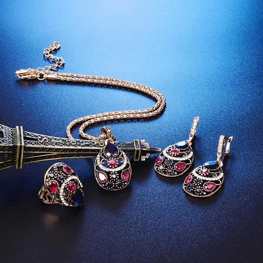 Модные Разноцветные Для женщин Ювелирные комплекты с кристаллами Винтаж серьги