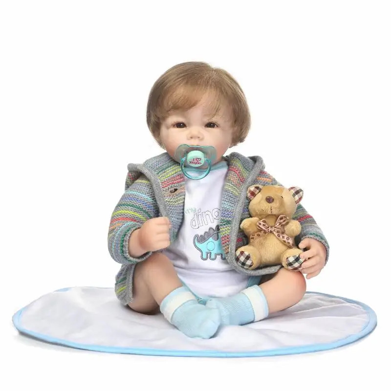 

50 см 20 дюймов ткань тела реалистичные силиконовые Reborn Baby с коротким укорененным волокном волос силиконовые Reborn Baby кукла Дети Playmate подарок