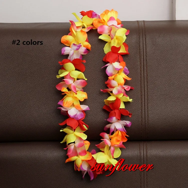 Гавайские Искусственные цветы leis гирлянда ожерелье Цветы DIY модные аксессуары для платьев Гавайские пляжные вечерние украшения - Цвет: colors
