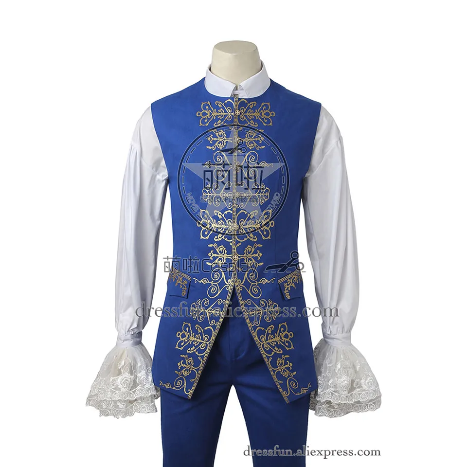 Beauty and the Beast Cosplay Costume Prince Adam Blue Coat Full Set Uniform Clothing Fashion Dress Christmas | Тематическая одежда
