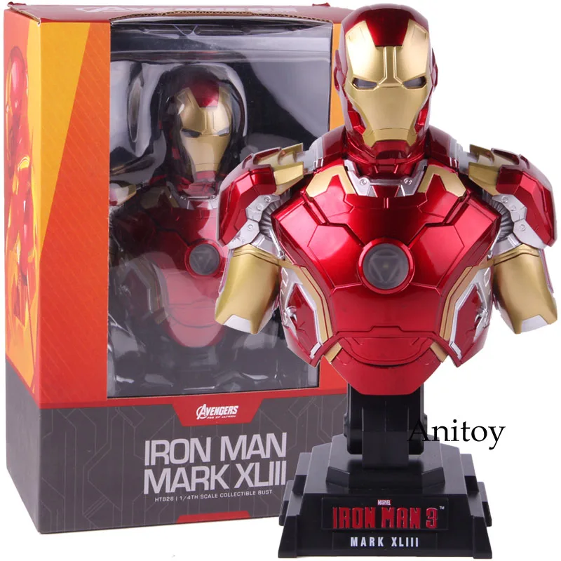 A with retail box С принтами "Marvel", "Мстители", фигурка железного человека с светильник бюст Коллекция Модель Марка игрушек XLIII Htb28 1/4th весы с принтом «Железный человек» - Цвет: A with retail box