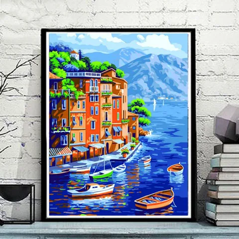 9 style Картина маслом по номерам diy картина Рисование окраска на холсте Живопись вручную настенная краска по номерам пейзаж - Цвет: 9 style