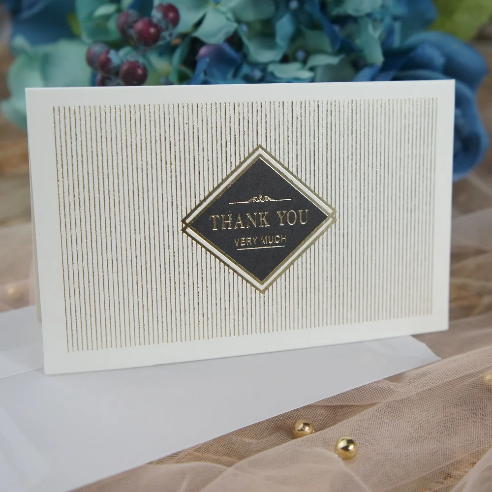 Многофункциональные 25 шт. золотые большое спасибо открытки с конвертом для