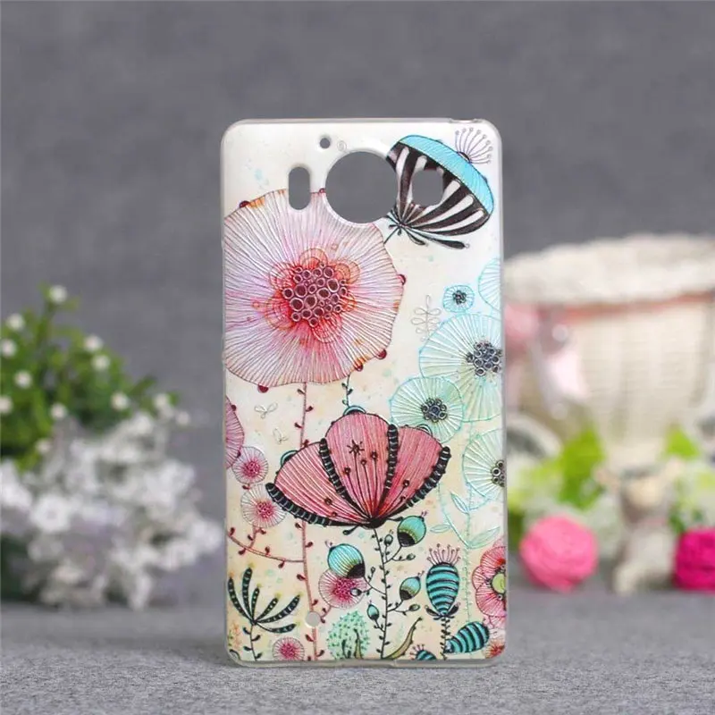 Роскошные Печати Чехол Для Microsoft Lumia 950 Кремния 3D Рисунок Мягкий ТПУ Nokia Case Коке|case