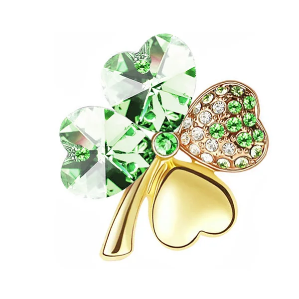 gold lightgreen Женский подарок на день, завод,, австрийский кристалл, четыре листа клевера, брошь, Женские аксессуары, модные ювелирные изделия 9554 - Окраска металла: gold lightgreen