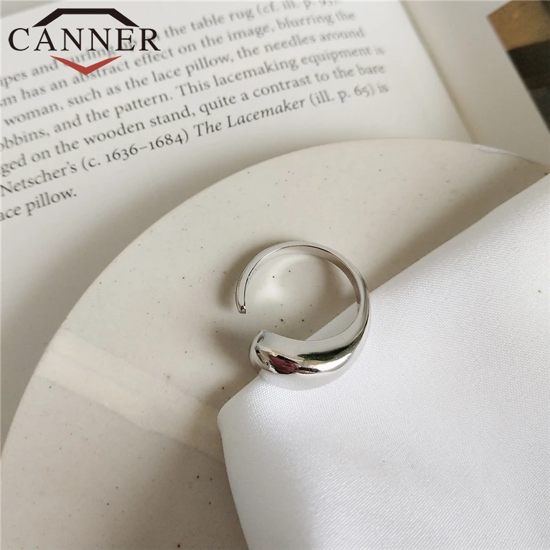 CANNER Resizable 925 Silver Rings Fashion Water Drop Punk Geometric Ring Opening Real Sterling for Men Women FO | Украшения и
