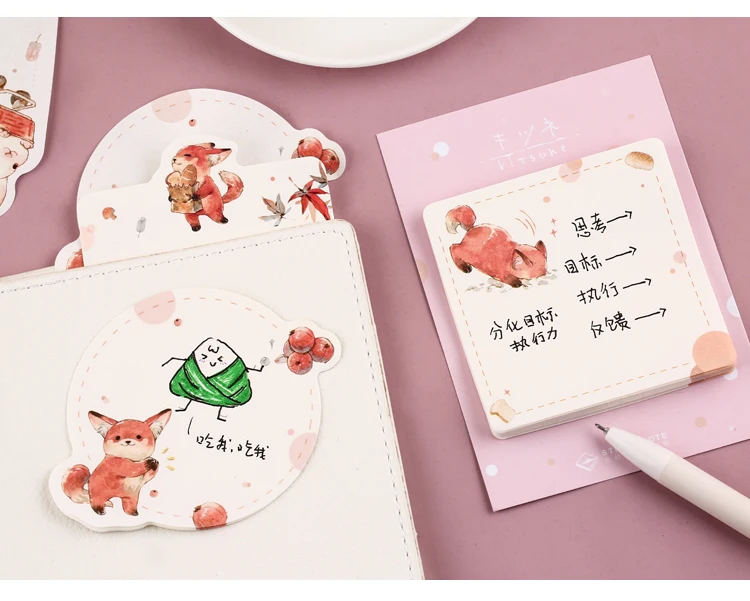 Mr paper, 30 шт./лот, 6 видов конструкций, Kawaii, Мультяшные животные, кролик, лиса, блокнот для заметок, блокнот, дневник, самоклеющиеся заметки, блокнот s