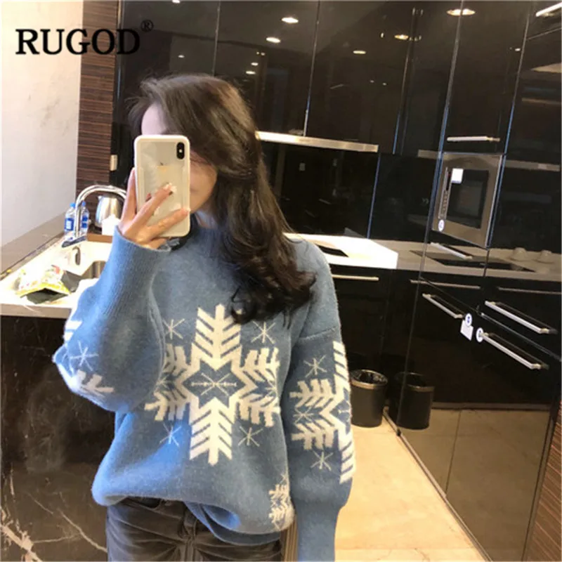 RUGOD/Винтажные Модные женские пуловеры с круглым вырезом однотонные Свободные