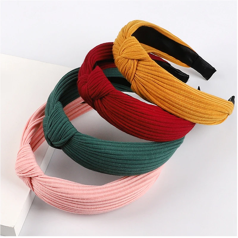 

Solid Knitting Cross Headbands Twisted Knotted Hair Band For Lady Girl Turban Wide Simple Hair Hoop Headwear Hair Accessories