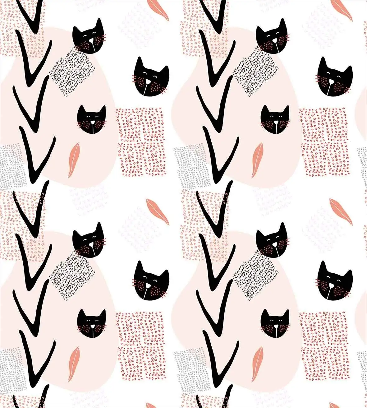 Современный набор пододеяльников с милыми кошачьими мордочками и усами котята