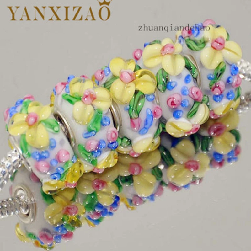 Yanxizao Lampwork Fit Pandora Круглые Подвески бусины для изготовления ювелирных изделий