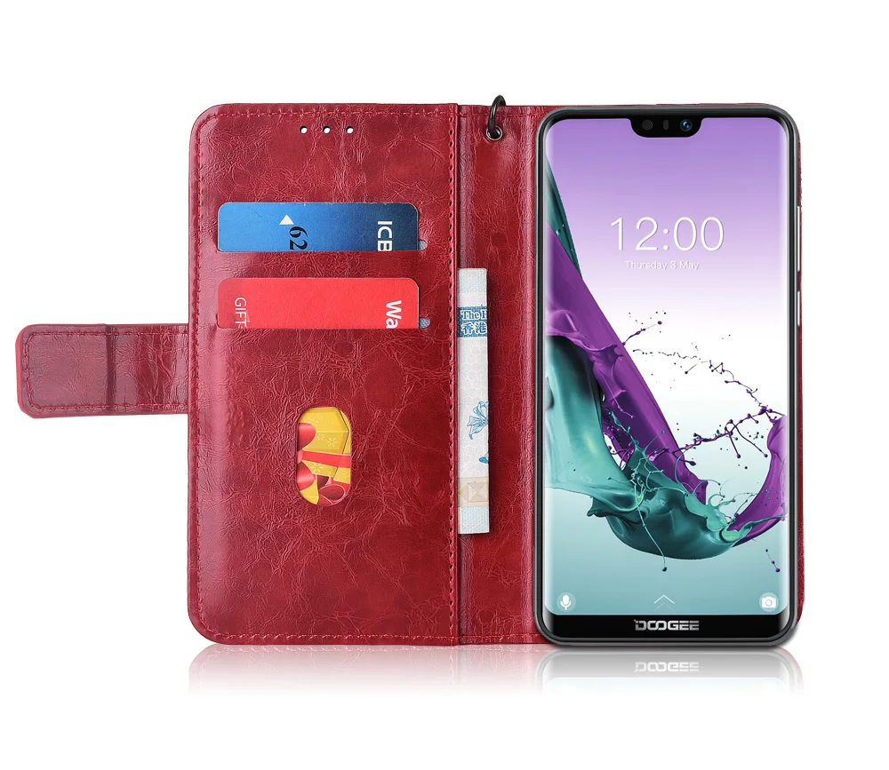 Кожаный чехол-книжка для DOOGEE N10 Fundas с цветочным принтом специальный чехол-бумажник с подставкой и ремешком