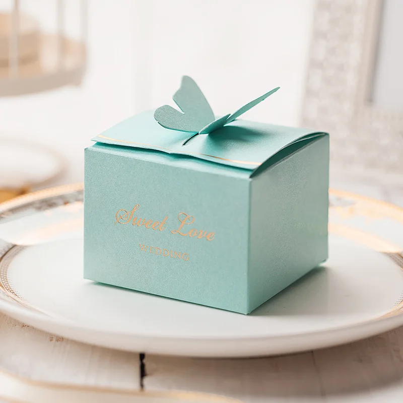Tiffany Blue YOURANWISH 50 шт Тиффани синий роскошный квадратный бабочка свадебные конфеты коробочки для сувениров на вечеринке бумажная коробка поставки коробка для свадебного подарка - Цвет: Tiffany Blue