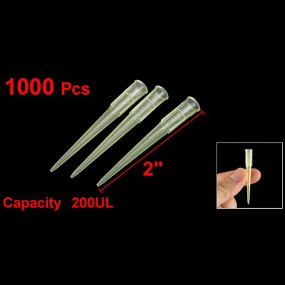 Лабораторная прозрачная желтая 200UL лабораторная Пипетка для жидкости Pipettor Tips 1000