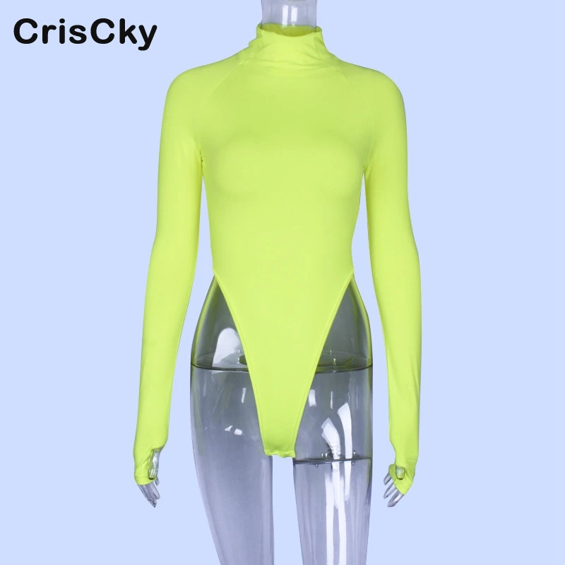 Criscky Новое поступление сексуальный боди для женщин водолазка длинный рукав