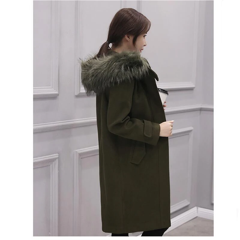 

Jvzkass 2018 new autumn and winter women's new trend woolen coats women's long section of the Korean fur collar woolen coat Z105