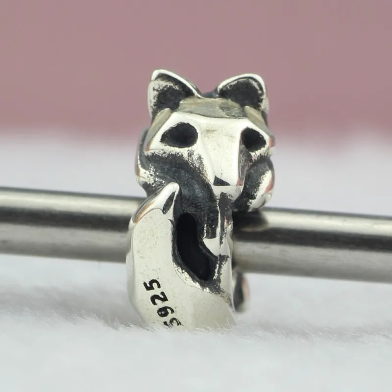 Бусина-разделитель из серебра 925 пробы с лисой подходит для браслета