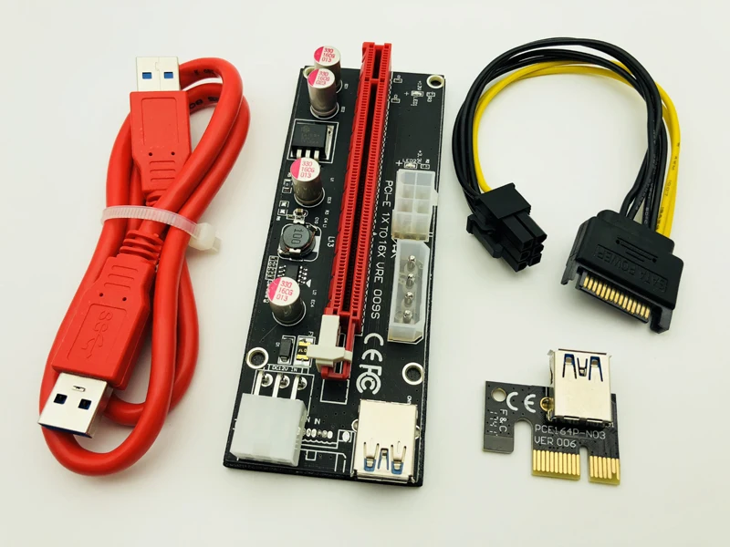 VER009S PCI Express PCIE PCI-E Riser Card 009s Molex 6Pin к SATA Питание USB 3 0 кабель 1X 16X удлинитель адаптер