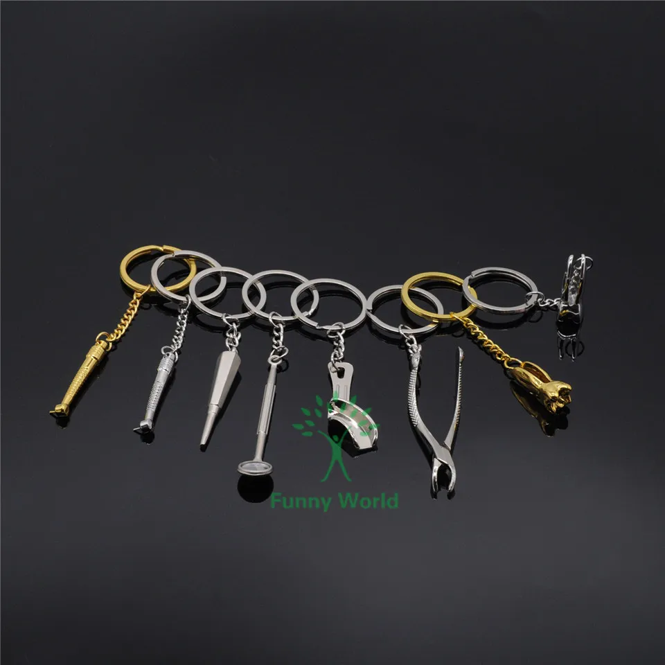 Новинка 8 шт. стоматологическая лаборатория смешанные брелоки щипцы зеркальный