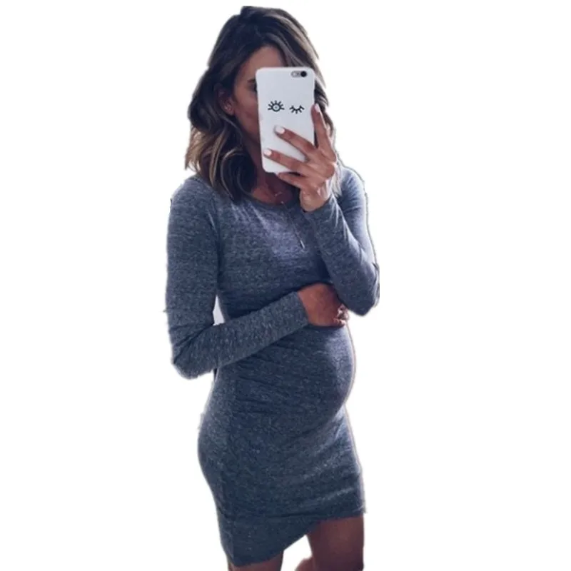 Новинка стройнящие платья больших размеров с длинными рукавами для беременных