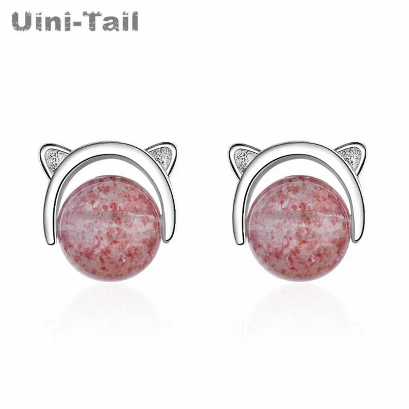 Горячая новинка серьги Uini-Tail с кошачьими ушками из искусственного серебра