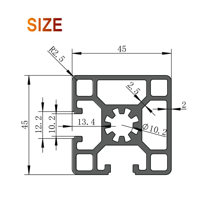 4545-2NVS алюминиевый профиль EN стандартный DIY кронштейны алюминиевые AL экструзии CNC