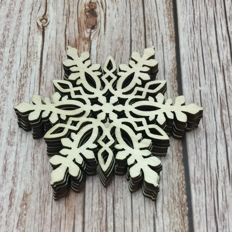 

50x christmas ornaments wood laser cut xmas tree decoration snowflake rustic christmas decor