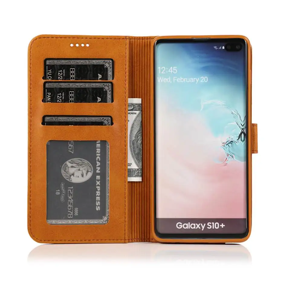 Кожаный флип-чехол для Samsung Galaxy S6 S7 S8 S9 Edge S10 Plus Note 8 9 A6 A7 A8 A9 J4 J6 2018 A40s A10 M10 M20 M30