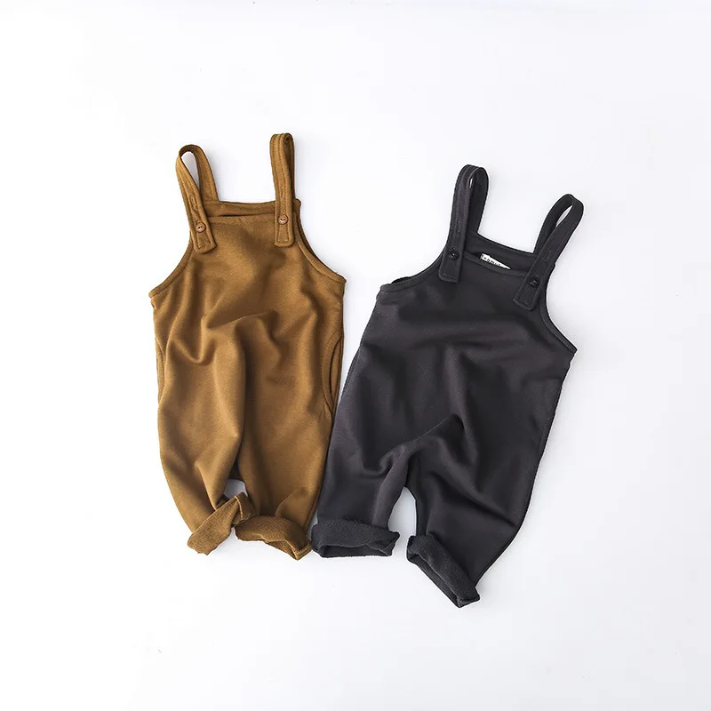 2018 Детская одежда на весну и осень однотонные хлопковые кнопка дизайн ремни