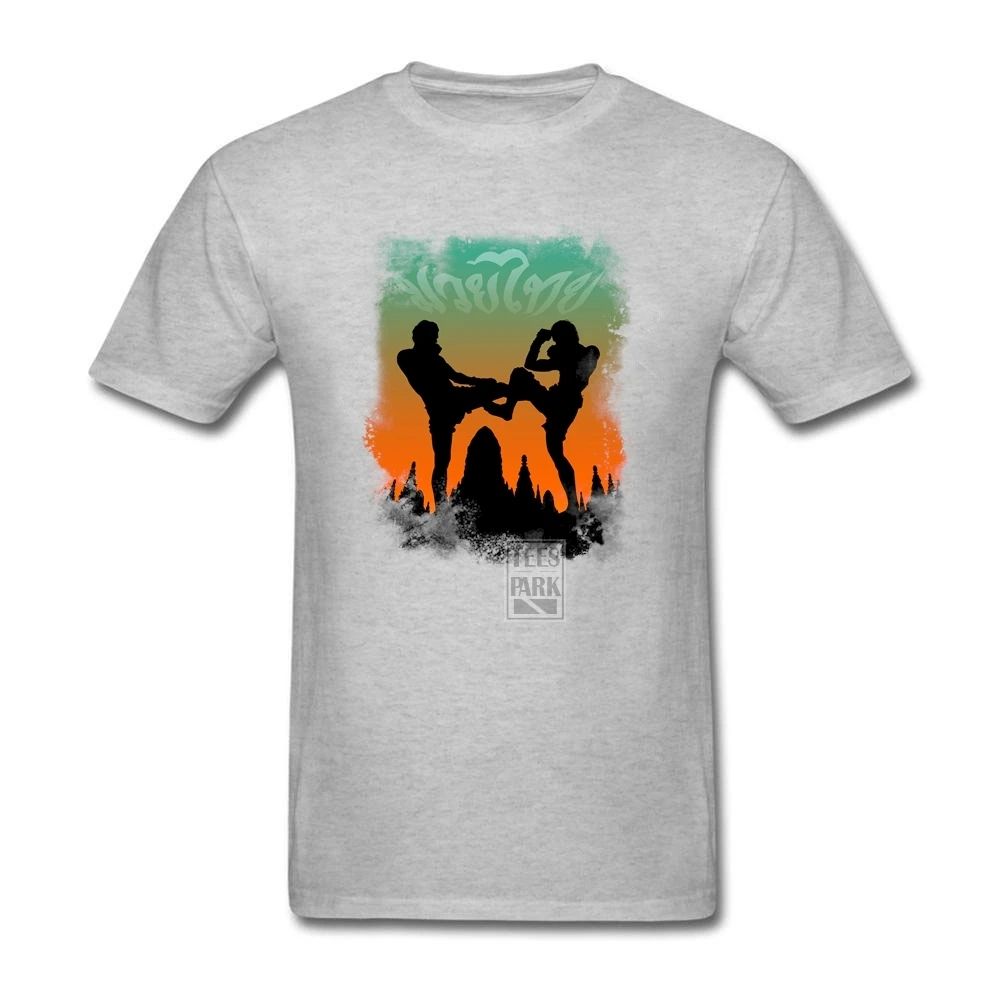 Funky печатных футболка Муай Тай храм истребитель подростков Для мужчин Slim Fit
