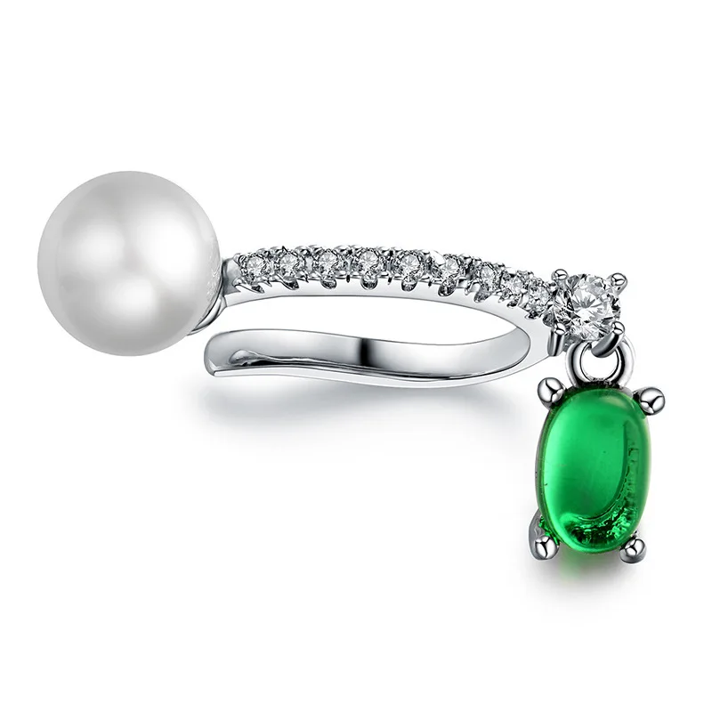 Simple Design Ear Cuff Green Zircon Pearl Clip Earrings SJ110618 ZK20 | Украшения и аксессуары