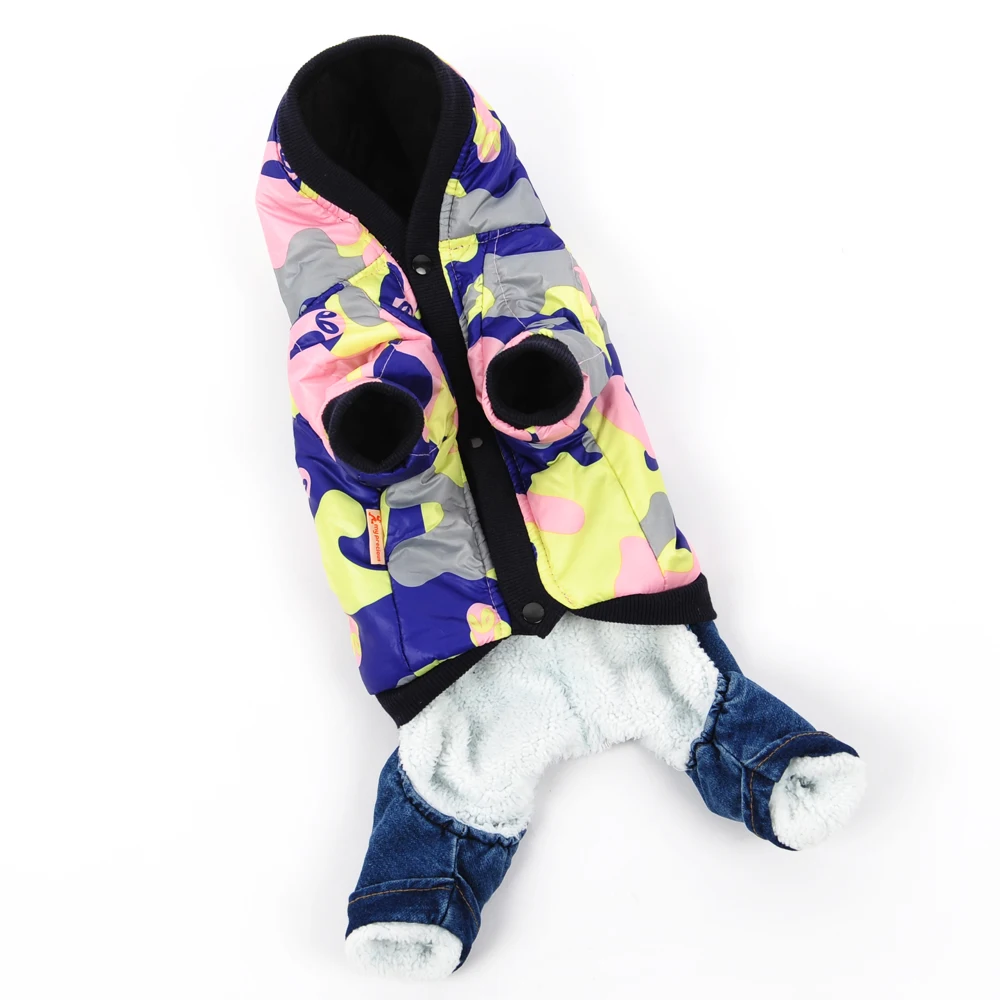 HOOPET зимняя теплая камуфляжная одежда для собак кошек лыжная с капюшоном флисовое