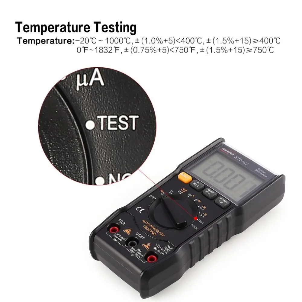 ET8101/ET8102 Цифровой мультиметр 5999 отсчетов True RMS AC/DC Вольт Ампер Ом Емкость Частота NCV диод тестер непрерывности