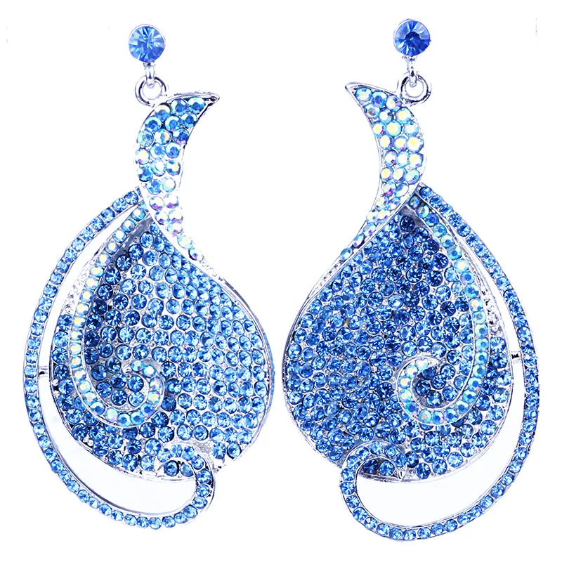 

Unique design Full crystal Rhinestone long earrings Fashion Big dangle earrings for women wedding