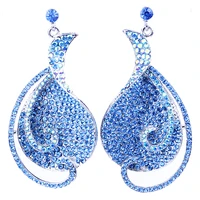 unique design full crystal rhinestone long earrings fashion big dangle earrings for women wedding