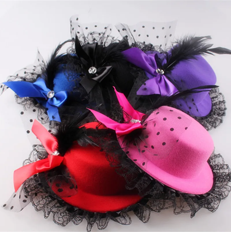 

Multiple Color Crinoline Fascinator Ken Party Top Hats Children Girl Headwear Classic Mesh Bow Cocktail Headpiece Hats FNR160309