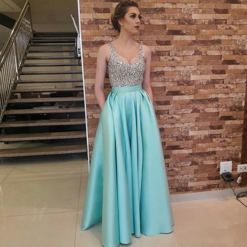Женская атласная юбка Tiffany Blue модная длинная в пол с невидимой молнией вечерние